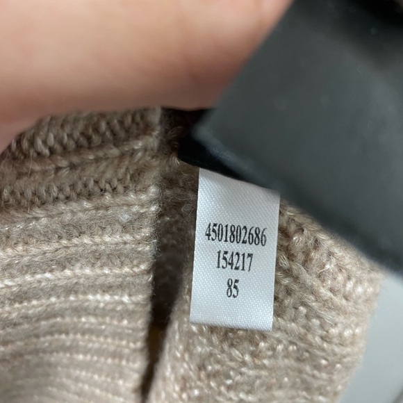 White House Black Market Wool Crochet Sweater Dress Cowl Neck Nude Medium - Picture 7 of 7